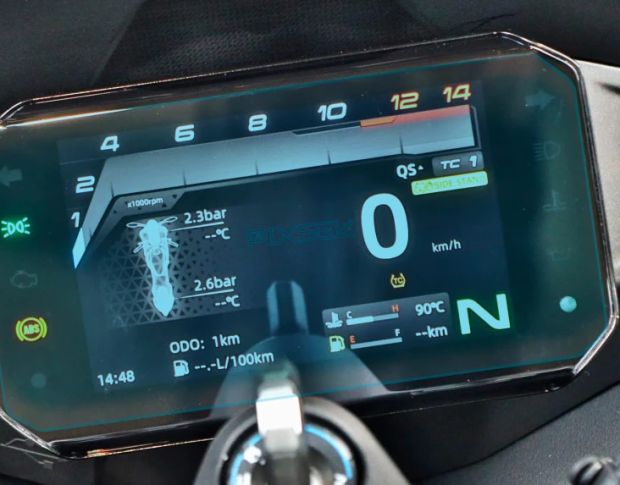 Защитное стекло Pixsel на спидометр мотоцикла CFMOTO 675SR-R 2024+ 6.8“ (гибридное глянец)