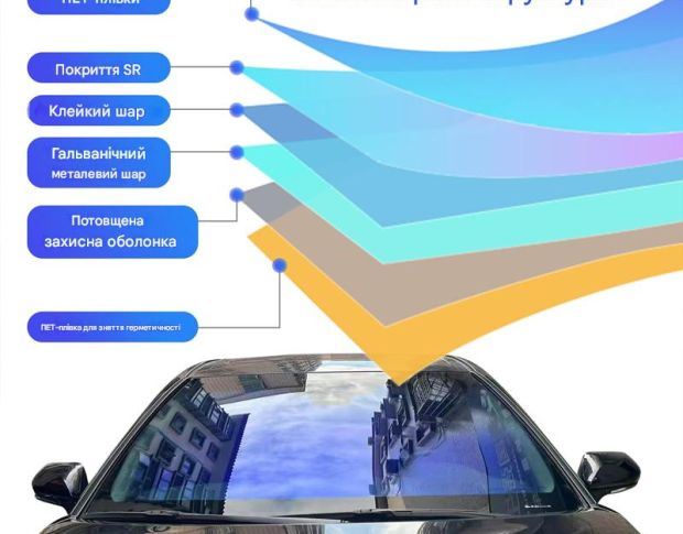 Пленка-хамелеон для тонирования окон авто CM-Blue, 60% 1.524 m