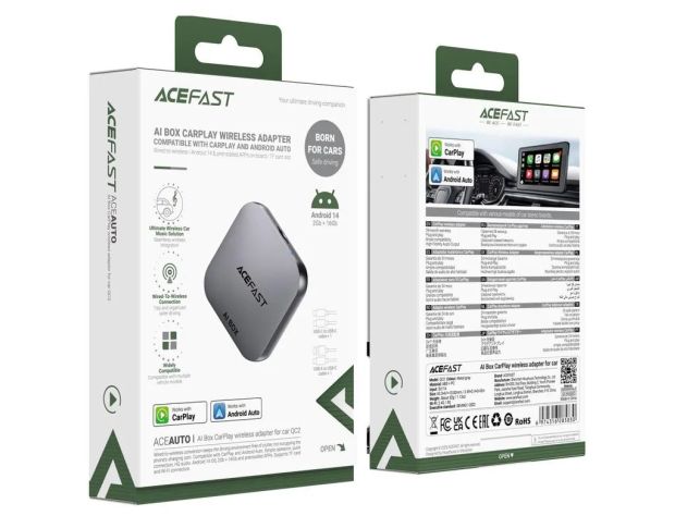 ACEFAST QC2 Wireless Adapter for Car Grey - Автомобильный беспроводной адаптер