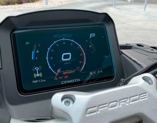 Защитное стекло Pixsel на спидометр мотоцикла CFMOTO CFORCE 850 TOURING 9.9“ (гибридное мат)
