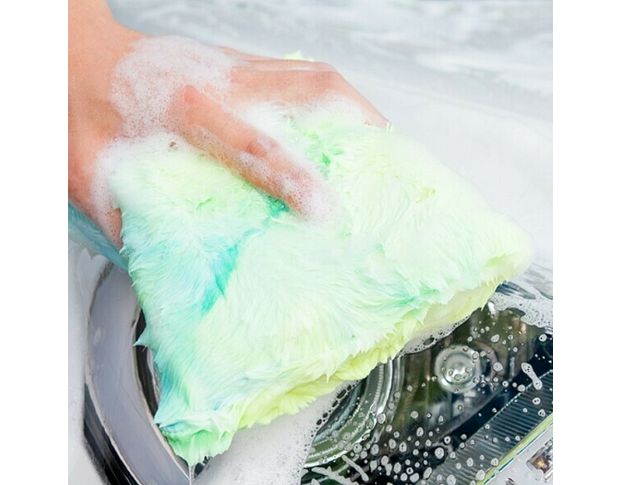 PURESTAR Color-pop wash pad green - Губка плюшевая для мытья кузова, зеленая 15 x 23 х 5 cm