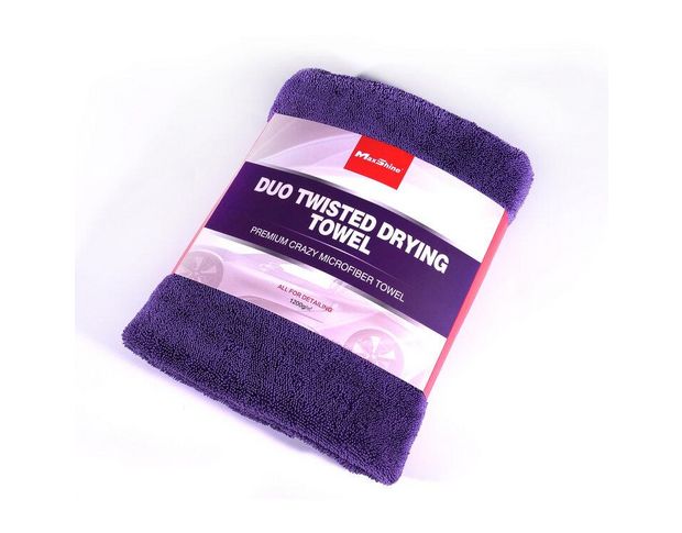 MaxShine Duo Twisted Loop Microfiber Drying Towel - Мікрофібровий рушник з оверлоком, фіолетовий 60 х 90 cm