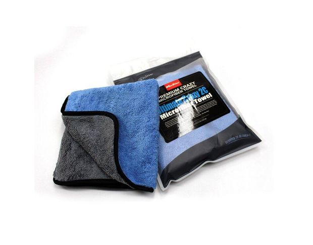 MaxShine Two-Sided Microfiber Towel - Микрофибровое полотенце с оверлоком двустороннее серо-голубое 40 х 60 cm