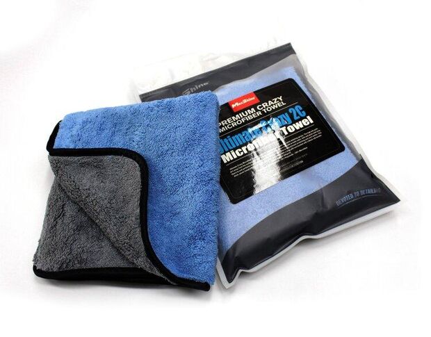 MaxShine Two-Sided Microfiber Towel - Микрофибровое полотенце с оверлоком двустороннее серо-голубое 40 х 60 cm
