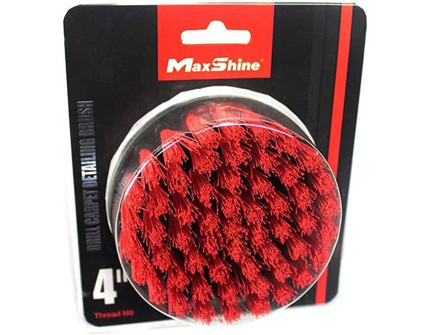 MaxShine M8 Drill Carpet Detailing Brush - Щетка-насадка на дрель для чистки текстиля, красная 105 mm