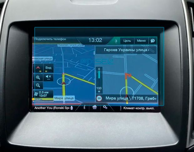 Защитное стекло Pixsel на монитор FORD EDGE - 8.1“ 2015 - 2022 (гибридное глянец)
