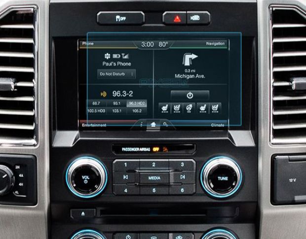 Защитное стекло Pixsel на монитор FORD F-350 - 8“ 2017 - (гибридное глянец)