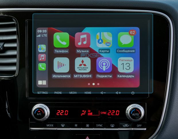 Захисне скло Pixsel на монітор MITSUBISHI OUTLANDER - 9.5“ 2019 - 2022 (гібридне мат)