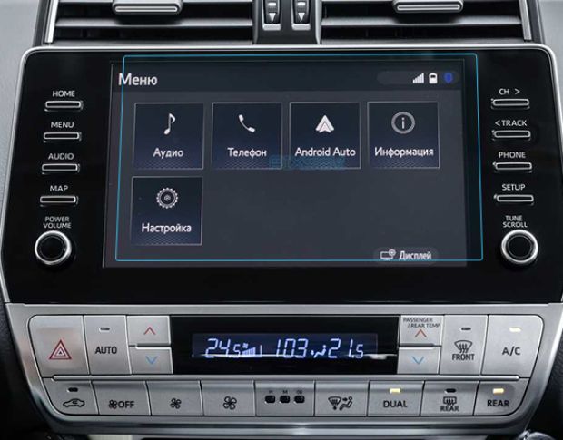 Защитное стекло Pixsel на монитор TOYOTA PRADO 9“ 2020 - 2023 (гибридное глянец)