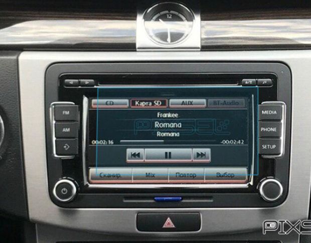 Защитное стекло Pixsel на монитор VOLKSWAGEN CC - 6.3“ 2012 - 2016 (гибридное глянец)