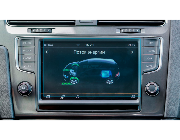 Защитное стекло Pixsel на монитор VOLKSWAGEN E-GOLF 8“ 2014 - 2016 (гибридное глянец)