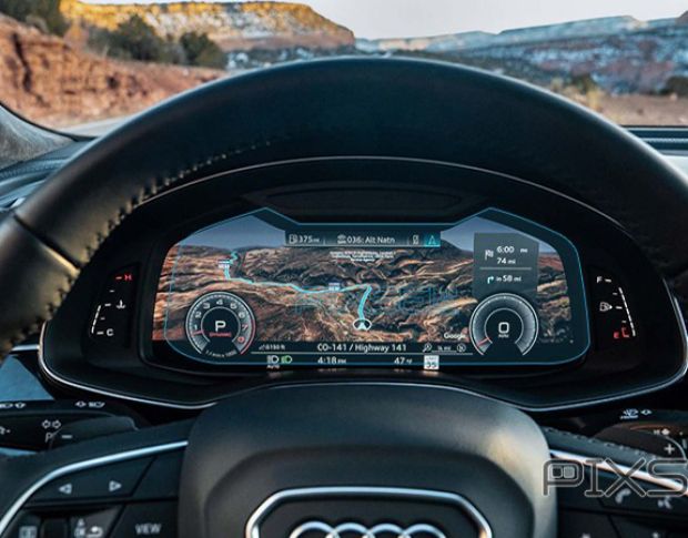 Защитное стекло Pixsel на приборную панель AUDI Q7/SQ7/RSQ7 - 12“ 2019 - 2024 (гибридное глянец)