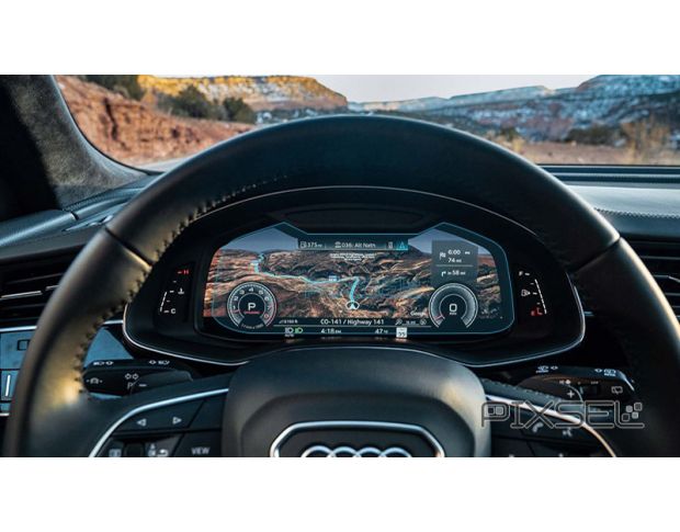 Защитное стекло Pixsel на приборную панель AUDI Q7/SQ7/RSQ7 - 12“ 2019 - 2024 (гибридное глянец)