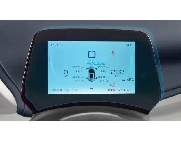 Защитное стекло Pixsel на приборную панель BYD YUAN PLUS - 7.8“ 2022 - (гибридное глянец)