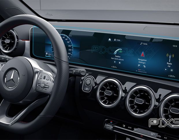Захисне скло Pixsel на панель приладів MERCEDES BENZ A-CLASS - 24.7“ 2018 - (гібридне глянець)