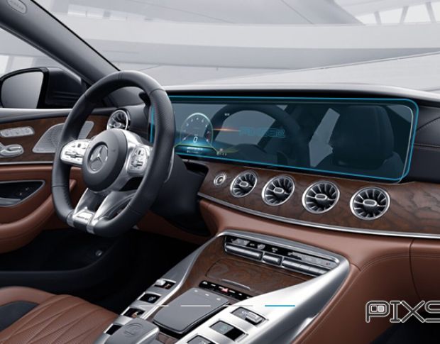 Защитное стекло Pixsel на приборную панель MERCEDES BENZ AMG GT 4 DOORS - 28.5“ 2018 - (гибридное глянец)