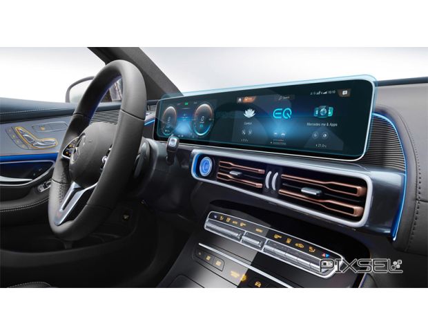 Захисне скло Pixsel на панель приладів MERCEDES BENZ EQC-CLASS - 24.7“ 2019 - (гібридне глянець)
