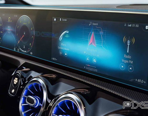 Захисне скло Pixsel на панель приладів MERCEDES BENZ GLB-CLASS - 24.7“ 2019 - (гібридне глянець)