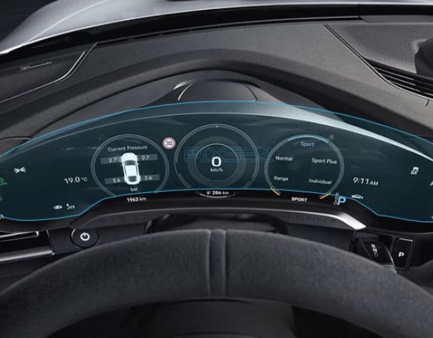 Защитное стекло Pixsel на приборную панель PORSCHE TAYCAN - 20.5“ 2020 - (гибридное глянец)