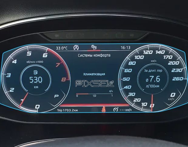 Захисне скло Pixsel на панель приладів SEAT ARONA - 9.9“ 2019 - (гібридне глянець)