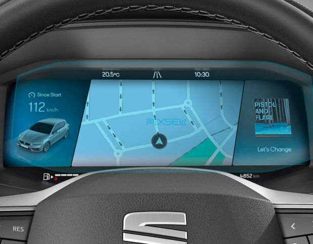 Защитное стекло Pixsel на приборную панель SEAT LEON - 9.9“ 2021 - 2024 (гибридное мат)
