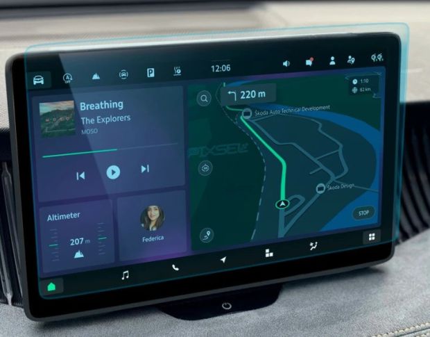 Защитное стекло Pixsel на монитор SKODA SUPERB 11.3“ 2024 - (гибридное глянец)