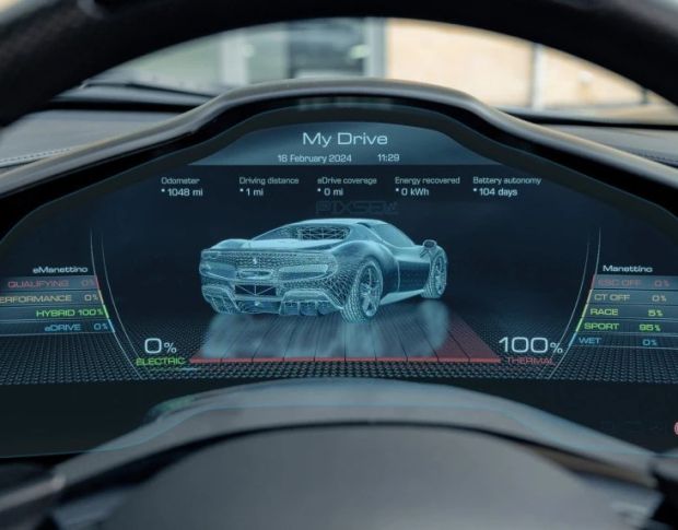 Защитное стекло Pixsel на панель приборов FERRARI 296 17.9“ 2022 - (гибридное глянец)
